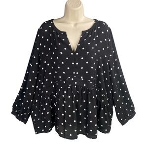 LOFT Petites Top Womens XXL Polka Dot Peplum Top Blouse Preppy Work Office Chic